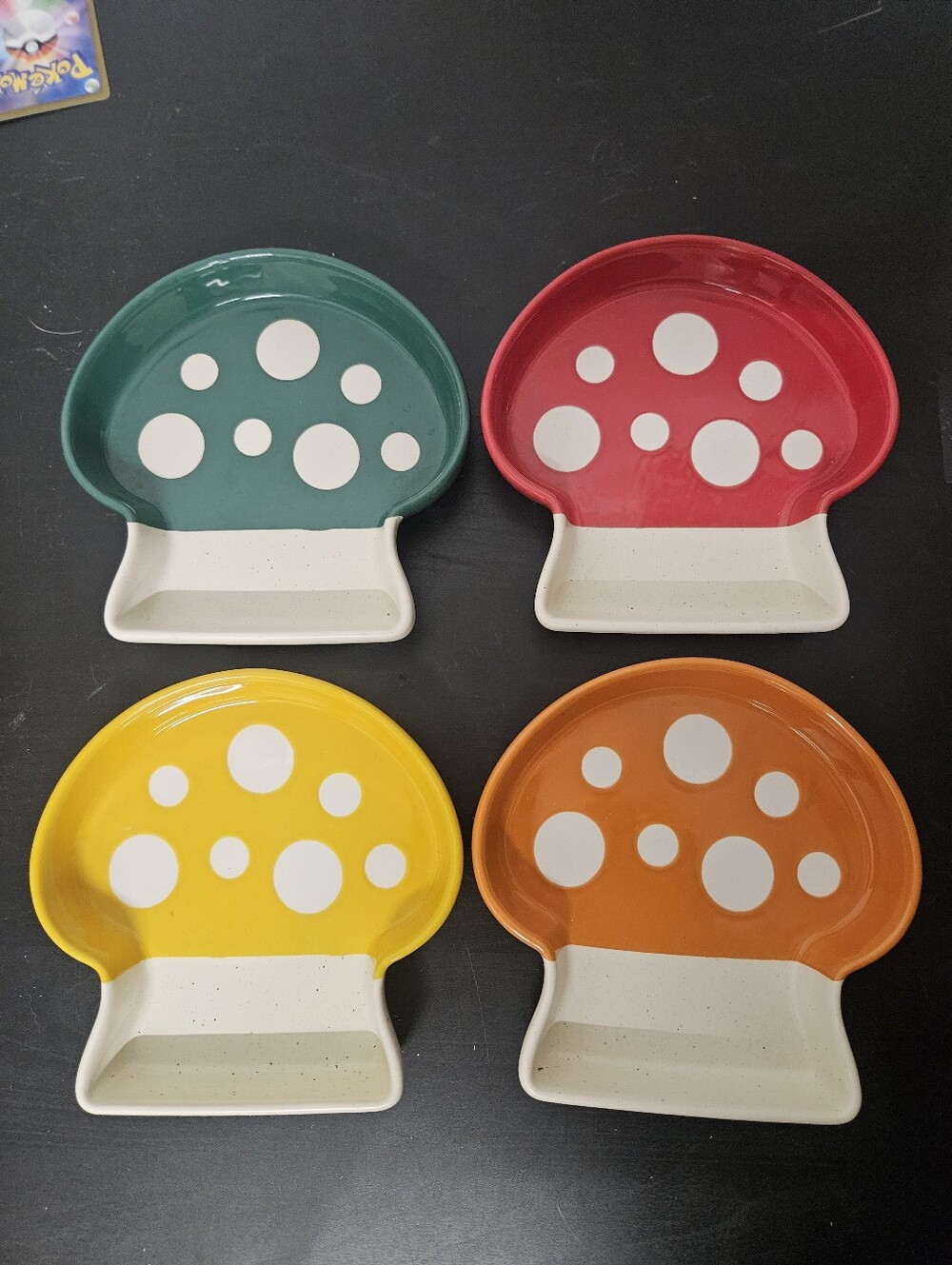 World Market Ceramic Mushroom Rimmed Plates bowls Appetizer Polka Dot Whimsy